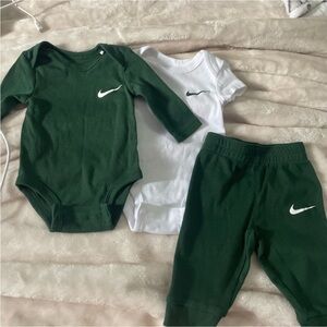 Nike Kids Forest Green and White Bodysuit Set